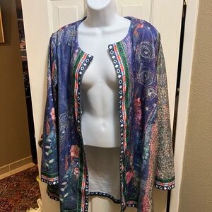 Colorful Open Front Cardigan size L